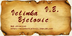 Velinka Bjelović vizit kartica